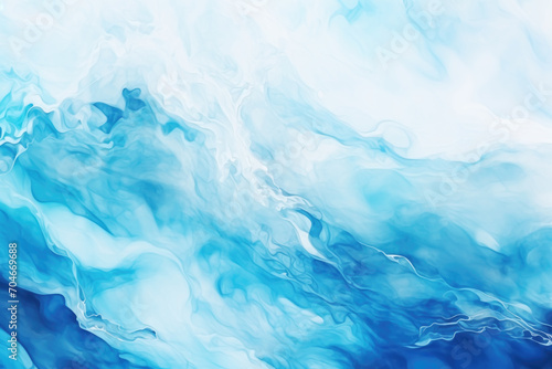Abstract Blue and White Water Wave Watercolor Painting