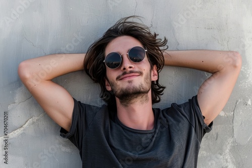 Portrait of a carefree European guy with a relaxed attitude photo