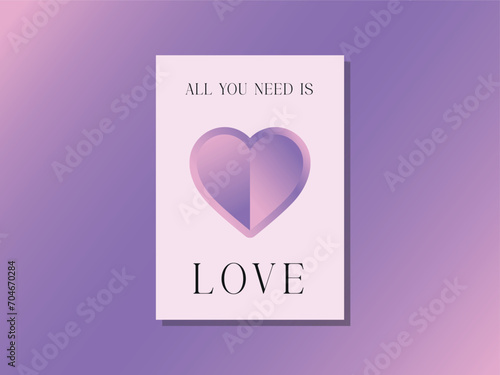 valentine's day postcard with heart and text love