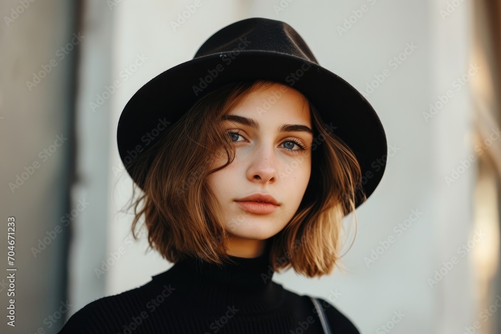 Portrait of a European woman with a fashionable style Portrait of a European woman with a fashionable style