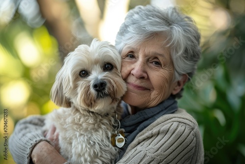 Portrait of a Senior Woman with Her Beloved Pet Dog