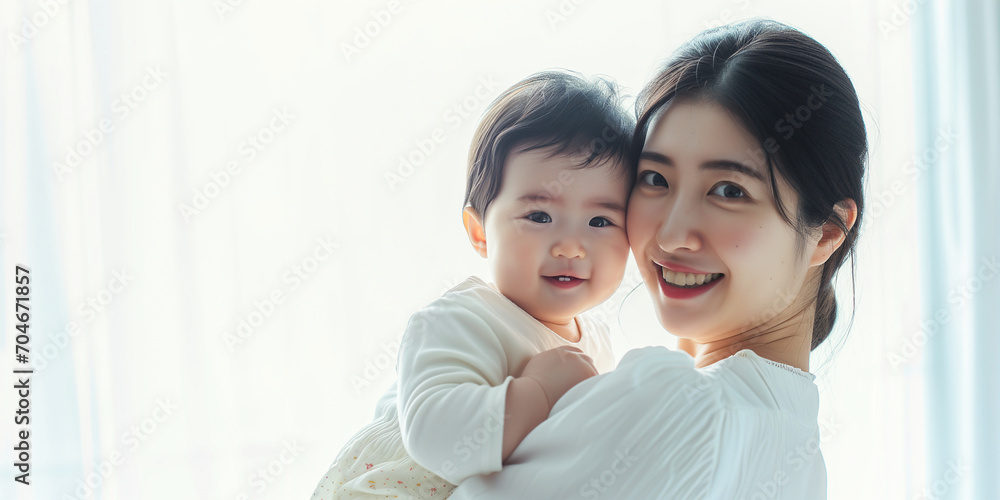 笑顔が美しいお母さんと赤ちゃん 笑顔が美しいお母さんと赤ちゃん