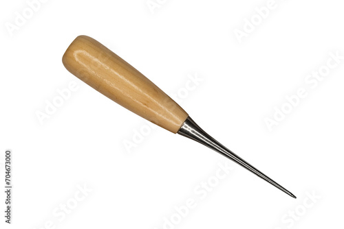 Tableau sur toile Scratch awl with wooden handle cut out on transparent background.