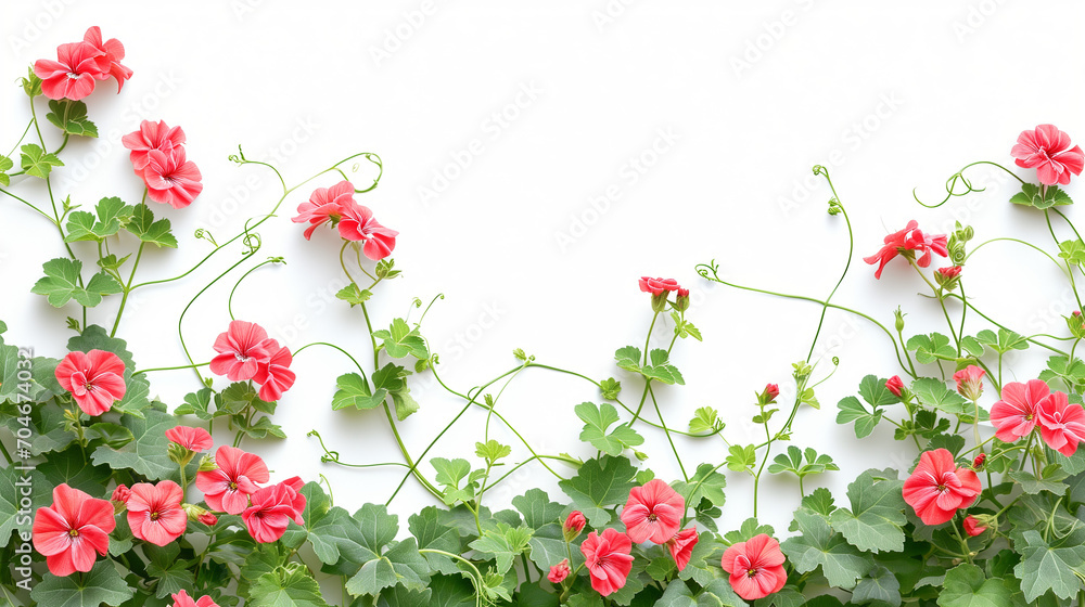 Fototapeta premium Vibrant Flowers Growing on a Wall, A Colorful Display of Blooms and Natures Beauty
