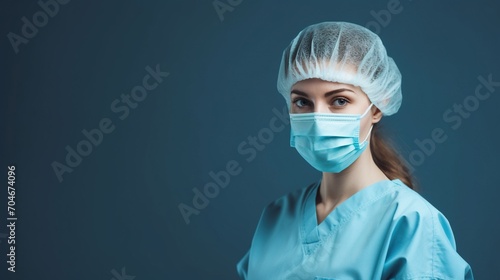 Young woman Surgeon standing over isolated background