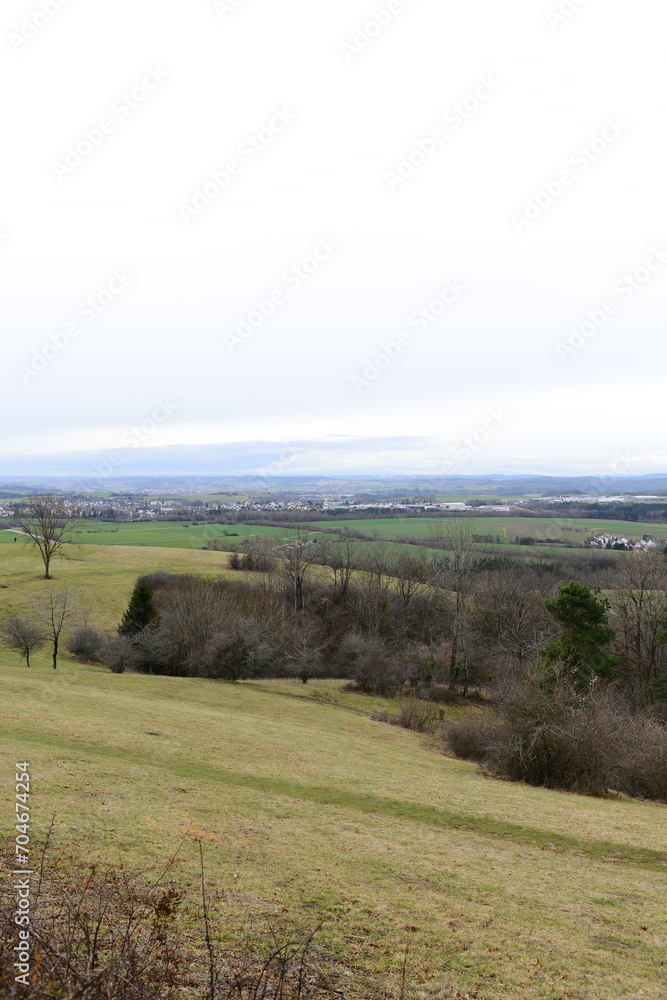 Beautiful terrain outside the city in Europe winter day