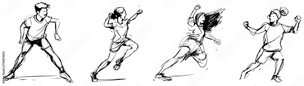 Fototapeta premium Gesicht Skizze Sportler avatar Vektor gezeichnet Tuschezeichnung