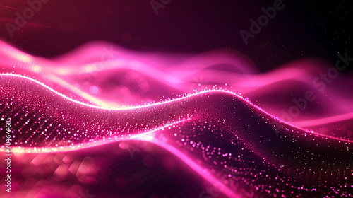 Pink Wave of Light on Black Background