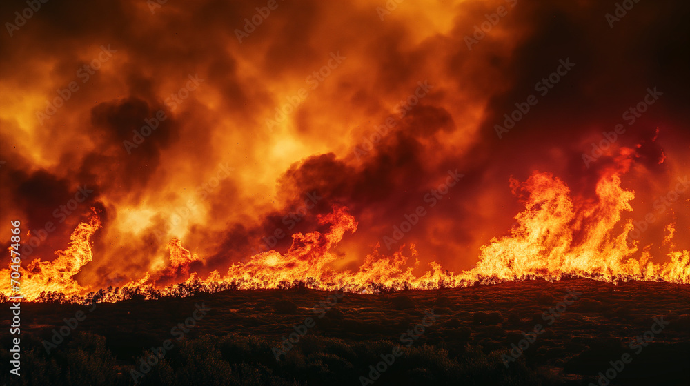 Large Fire Burning in Field Large Fire Burning in Field