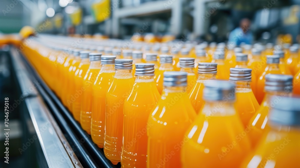 Fototapeta premium Producing Juices in a factory using modern technology