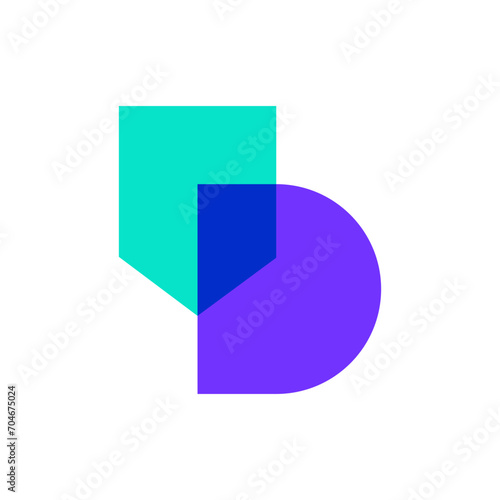 Letter D shield overlapping color logo