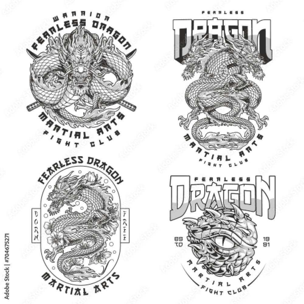 Obraz premium Asian martial arts set poster