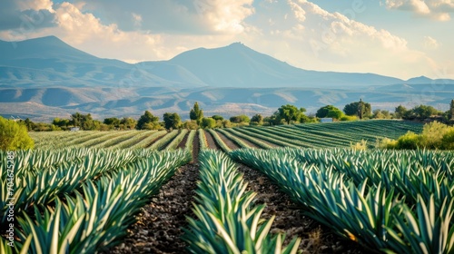 Agave field for tequila production photo
