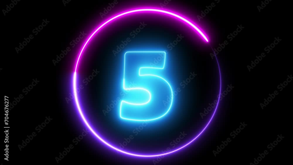 Neon bright glowing electric countdown timer from 10 to 0 seconds. Neon bright glowing electric countdown timer from 10 to 0 seconds.