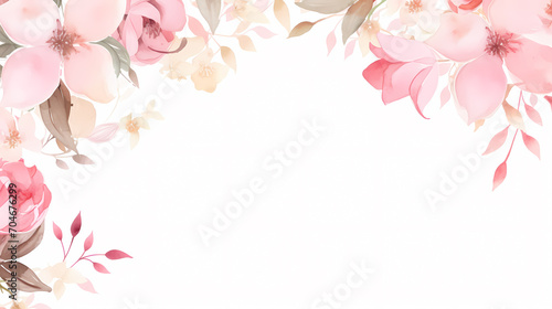 Floral frame with watercolor flowers, decorative flower background pattern, watercolor floral border background #704676299