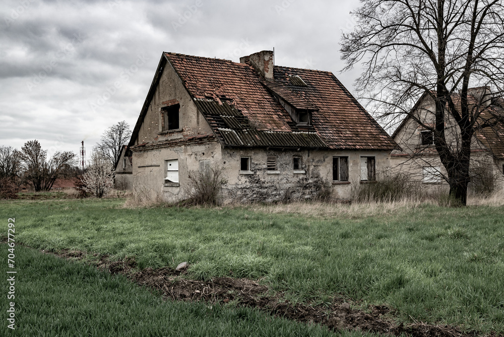 Abandoned depopulated town and houses in Poland in the village of Żukowice. Contaminated area near the Głogów Copper Smelter Abandoned depopulated town and houses in Poland in the village of Żukowice. Contaminated area near the Głogów Copper Smelter