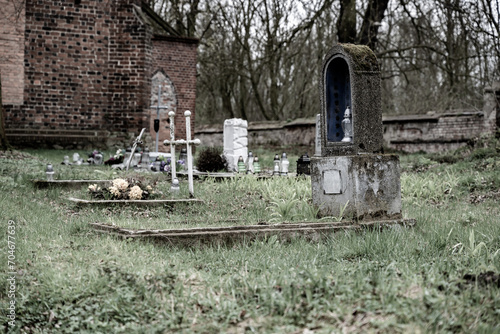 Abandoned depopulated town and houses in Poland in the village of Rapocin. Contaminated area near the Głogów Copper Smelter.