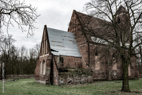 Abandoned depopulated town and houses in Poland in the village of Rapocin. Contaminated area near the Głogów Copper Smelter.