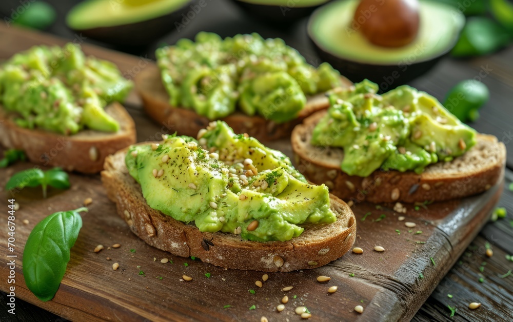 Avocado toast on a wooden board Avocado toast on a wooden board
