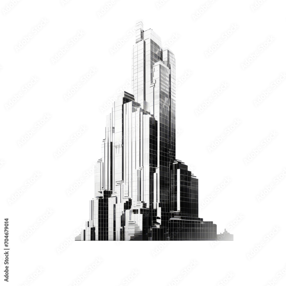 Fototapeta premium Modern skyscraper. Isolated on transparent background.