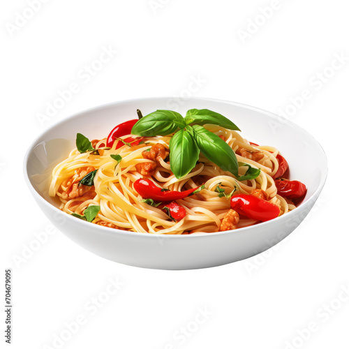 Italian traditional linguini pasta. Isolated on transparent background. 
