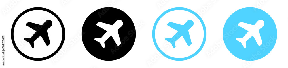 Plane icon set. Airplane icon vector button. flying airplane aviation icon. - Web icons set