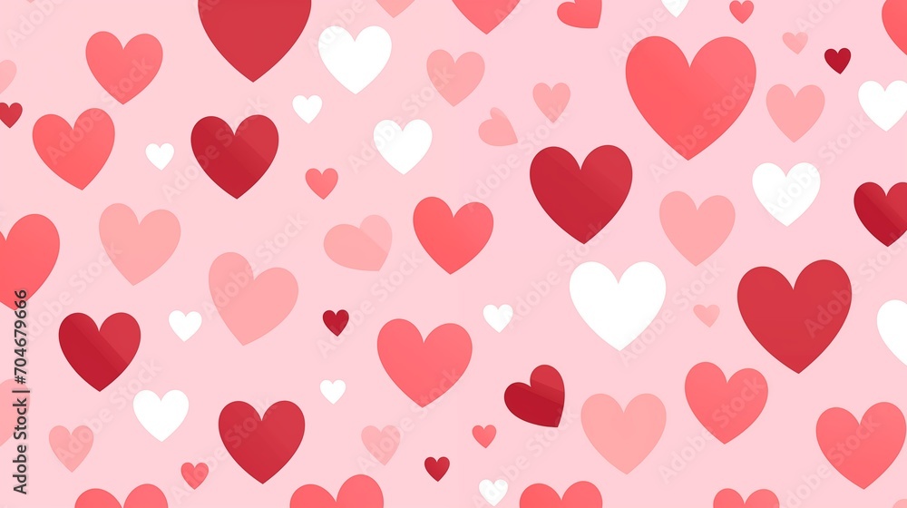 Valentine's Day, heart patterns, pink and red background, minimalistic simple vector illustration