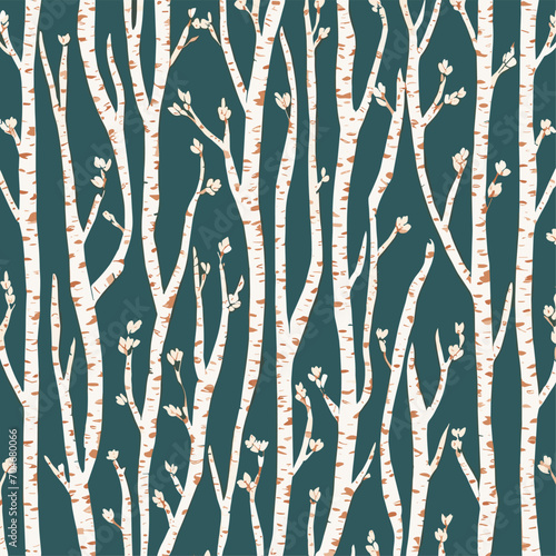 Birch tree pattern. Seamless vector illustration pattern with autumn birch trees. Perfect for textile, wallpaper or print design. Fabric Design for wallpapers, web site background, postcard. © stefanbalaz