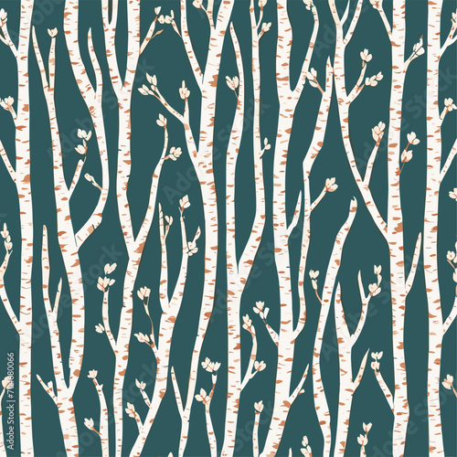 Birch tree pattern. Seamless vector illustration pattern with autumn birch trees. Perfect for textile, wallpaper or print design. Fabric Design for wallpapers, web site background, postcard.