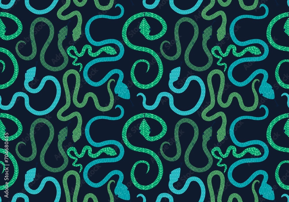 Christmas cartoon animals seamless snake pattern for new year wrapping paper and fabrics Christmas cartoon animals seamless snake pattern for new year wrapping paper and fabrics