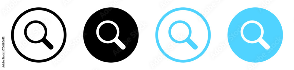 search icon button - magnifying glass loupe sign symbol, magnifier icon - obrazy, fototapety, plakaty 
