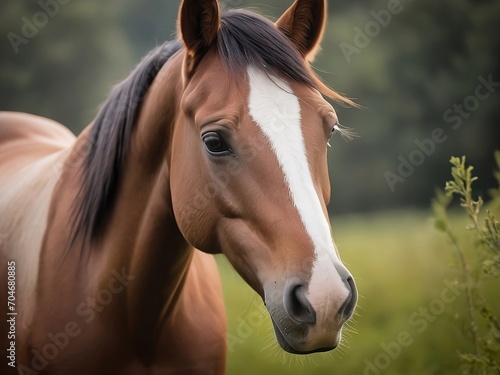 A portrait of a horse in the jungle