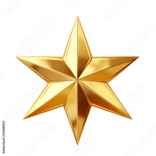 Golden star isolated on transparent background. PNG
