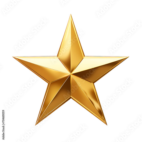 Golden star isolated on transparent background. PNG
