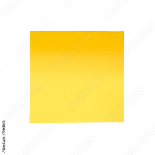 Isolated shot of blank yellow sticky note on transparent background. PNG