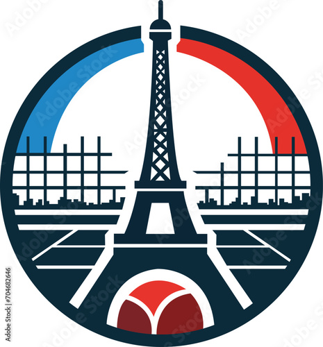 Paris Tennis School Logo Template Vector