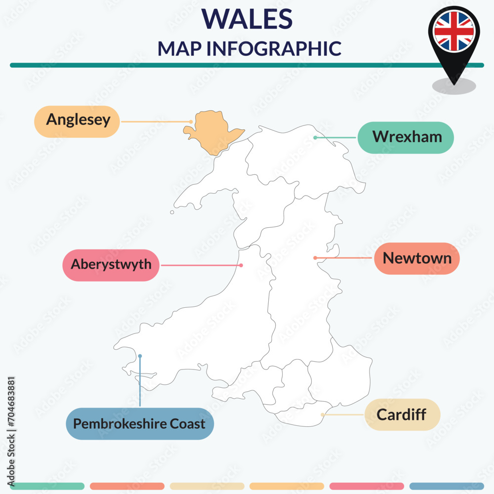 Infographic of Wales map. Map infographic Infographic of Wales map. Map infographic