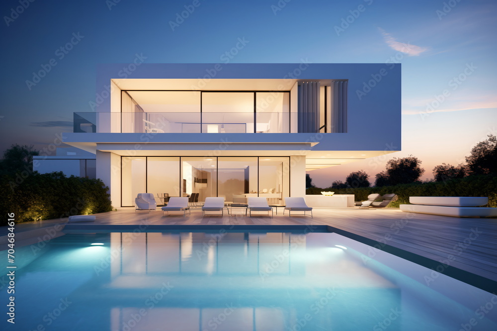 Modern house with swimming pool and terrace