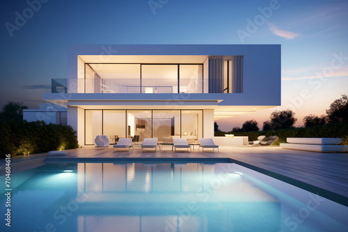 Modern house with swimming pool and terrace © duyina1990