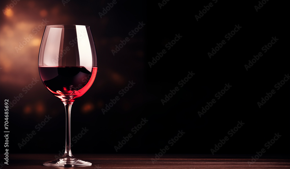 Red wine glass on black background. Copy space Red wine glass on black background. Copy space