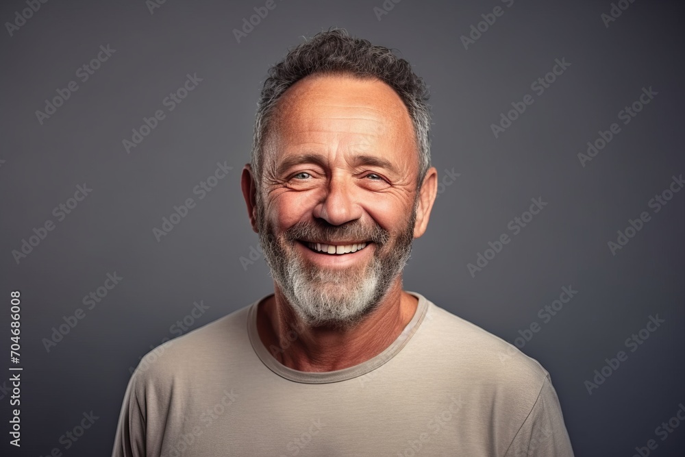 Portrait of a smiling senior man with grey hair and beard. Portrait of a smiling senior man with grey hair and beard.