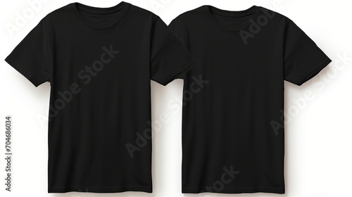 Black t shirt mockup template, front and back view, for design print and clothing presentation