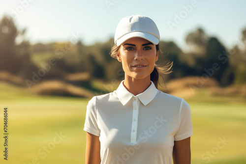 Brunette female golfer on a golf course © Dantaz