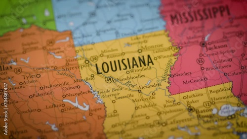 USA state map color contour Louisiana LA photo