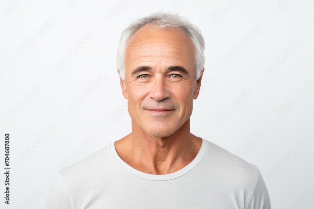 Portrait of a smiling senior man looking at camera on white background Portrait of a smiling senior man looking at camera on white background