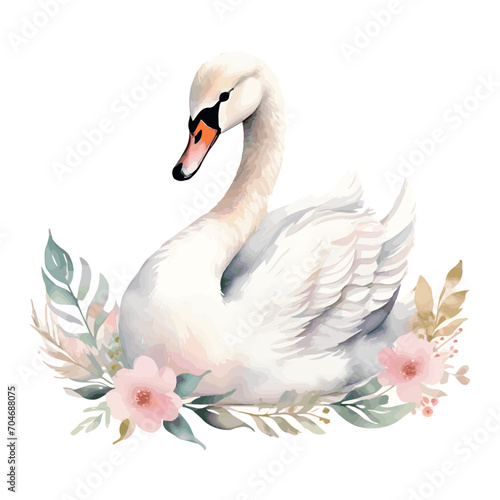 Cisne aquarela floral
