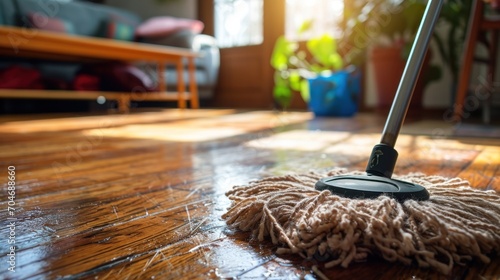 Wallpaper Mural  a mop sitting on top of a wooden floor on top of a hard wood floor next to a couch. Torontodigital.ca