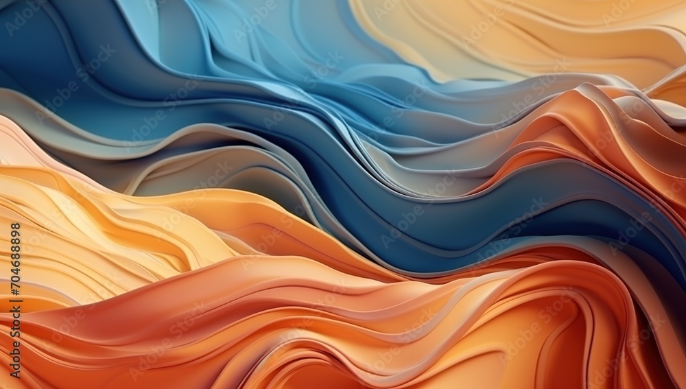 Obraz premium Blue and orange abstract waves