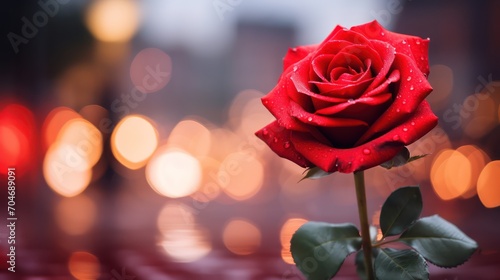 Rose flower background isolated on bokeh background. Valentine. Generative AI