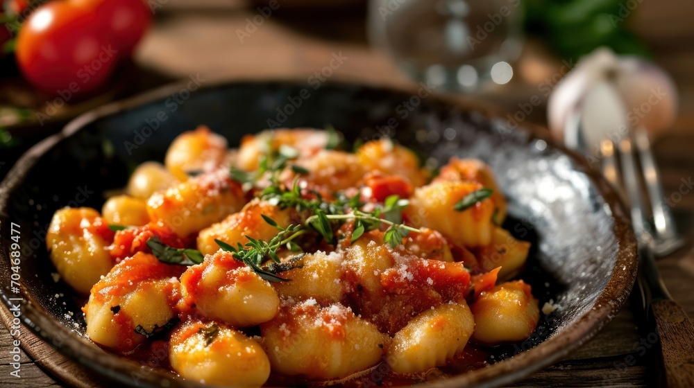 a plate of pasta with tomato sauce and parmesan cheese on a wooden table with a knife and fork. a plate of pasta with tomato sauce and parmesan cheese on a wooden table with a knife and fork.